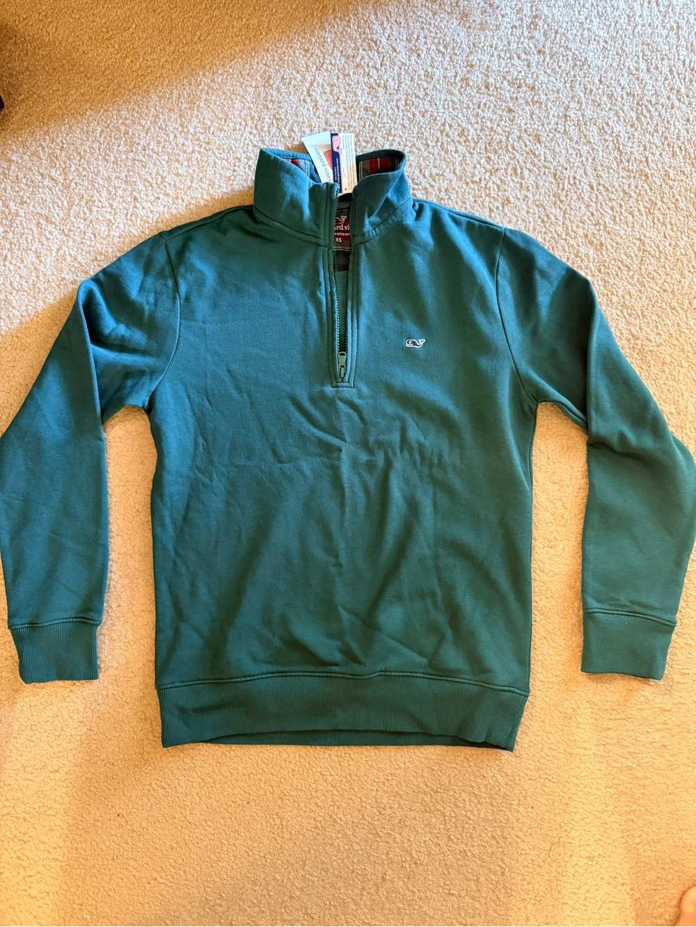 Vineyard Vines Men's Teal Quarter-Zip Sweatshirt